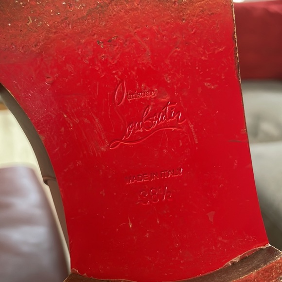 Louboutin Cate Chained Cognac Leather Riding Boots - 38.5 - Picture 9 of 9